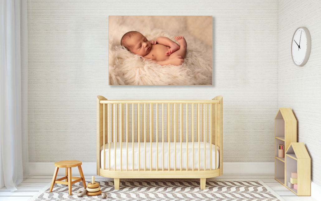 Interior of nursery in scandinavian style. Mock-up interior with posters. 3d render.